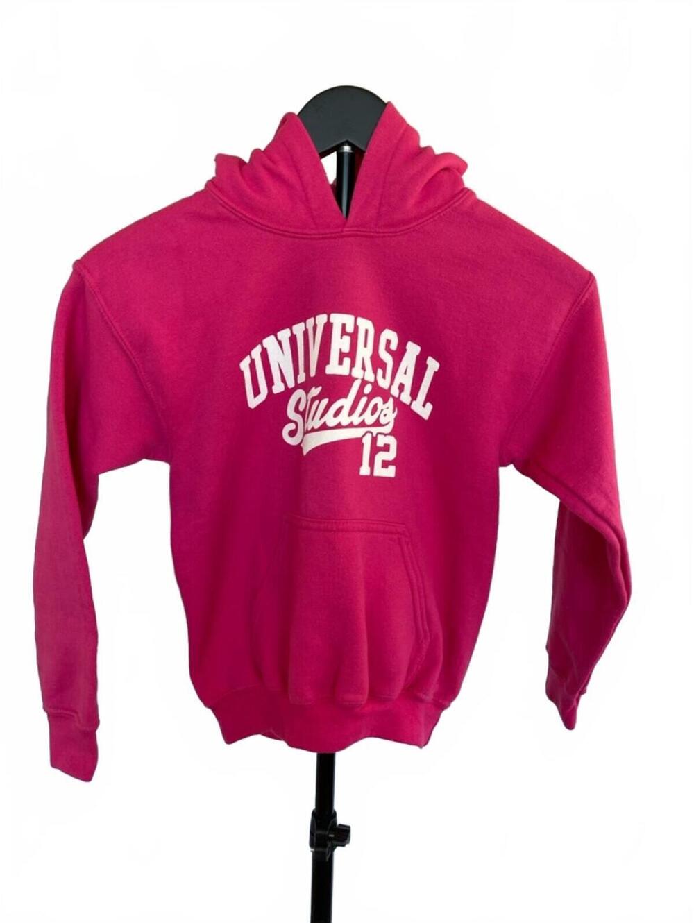 Universal Studios Pink Hoodie Girls M Graphic Logo Pullover Sweatshirt